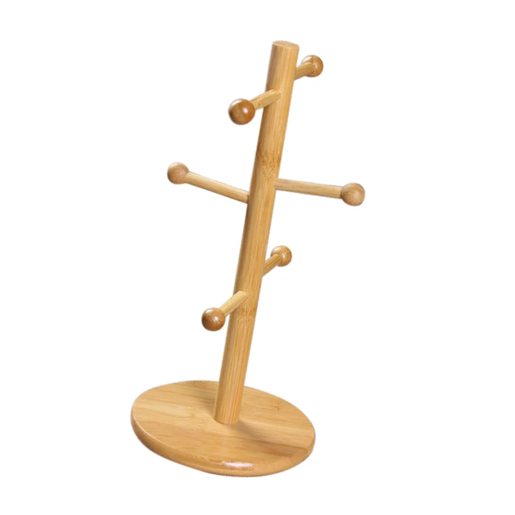 Bamboo Wood Mug Tree Stand Kitchen Storage Rack Tea Coffee Cup Holder Organizing Shelf