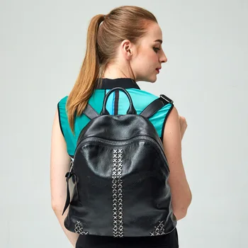 New Women Fashion Preppy Style Backpack Waterproof Genuine Leather Bag Cowhide Rivet Daypack School Bag With Anti-theif Pocket
New Women Fashion Preppy Style Backpack Waterproof Genuine Leather Bag Cowhide Rivet Daypack School Bag With Anti-theif Pocket