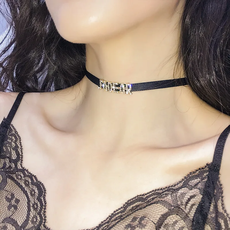Lucky Angel Initial Choker Necklace 2019 New Luxury Rhinestone Letter For Women Wedding Party Jewelry Koyle | Украшения и