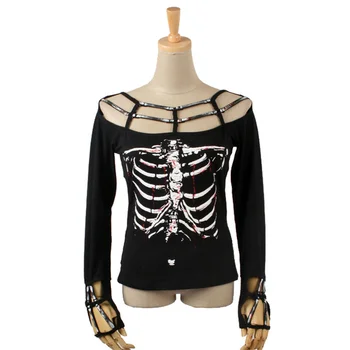 New Fashion Punk Gothic Skeleton Printing Long Sleeve Women T-Shirt Steampunk Gothic Black Hollow Out Casual Tee Shirt Tops
New Fashion Punk Gothic Skeleton Printing Long Sleeve Women T-Shirt Steampunk Gothic Black Hollow Out Casual Tee Shirt Tops