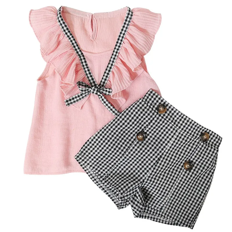 Children Girl Clothes Sets Short Sleeve T-shirt+ Plaid Pants Baby Girls Clothing Sets Summer Suit For 2-7Y
Children Girl Clothes Sets Short Sleeve T-shirt+ Plaid Pants Baby Girls Clothing Sets Summer Suit For 2-7Y
