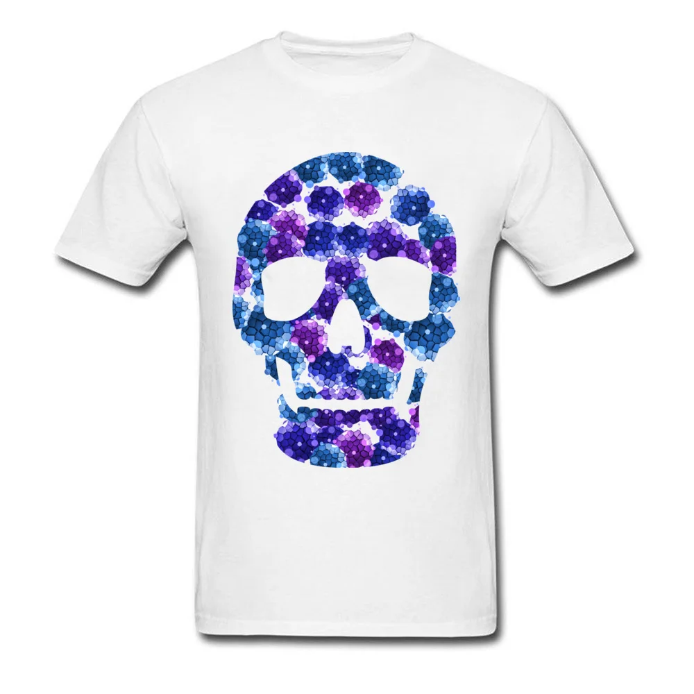 Bacteria Skull Men Classic Design Tops & Tees O Neck VALENTINE DAY Cotton Fabric Tshirts Summer Short Sleeve Tops & Tees Bacteria Skull white