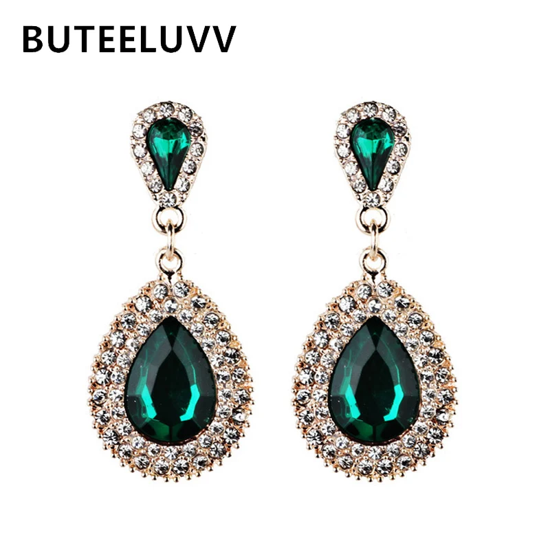 BUTEELUVV Elegant Green Blue Crystal Earrings Fashion Jewelry Vintage Baroque Shiny Rhinestones Teardrop Drop Earrings for Women
BUTEELUVV Elegant Green Blue Crystal Earrings Fashion Jewelry Vintage Baroque Shiny Rhinestones Teardrop Drop Earrings for Women