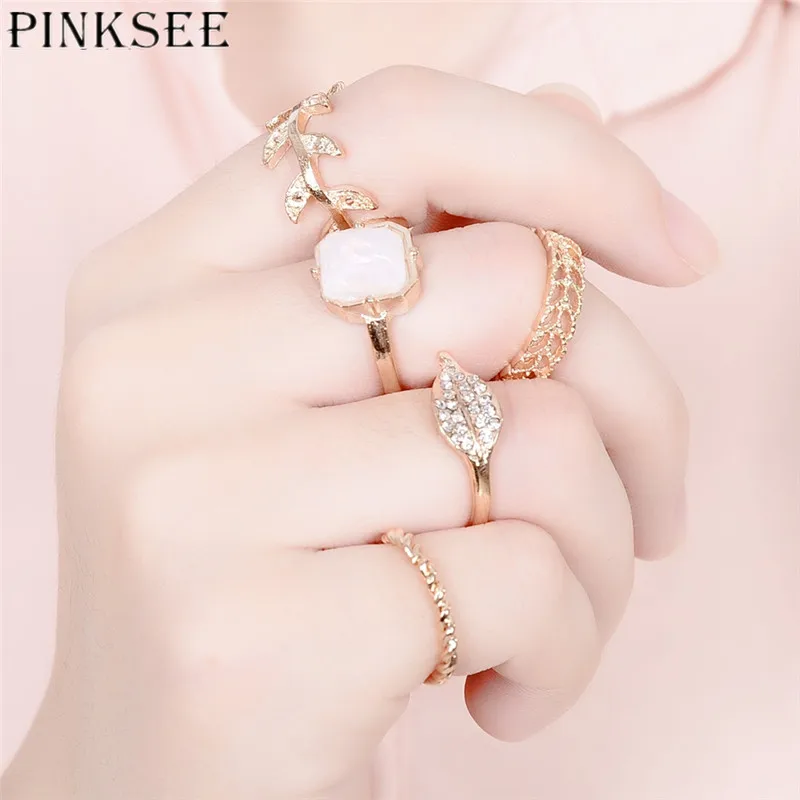 Pinksee 5Pcs/Set Fancy Different Designs Crystal Leaf Finger Rings For Women Fashion Jewelry Accessory Knuckle Ring
Pinksee 5Pcs/Set Fancy Different Designs Crystal Leaf Finger Rings For Women Fashion Jewelry Accessory Knuckle Ring