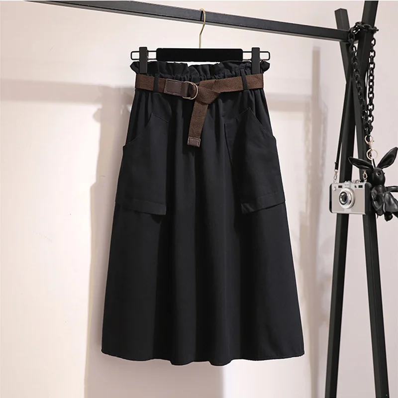 Midi Knee Length Summer Skirt Women With Belt 2019 Spring Casual Cotton Solid High Waist Sun School Skirt Female
Midi Knee Length Summer Skirt Women With Belt 2019 Spring Casual Cotton Solid High Waist Sun School Skirt Female