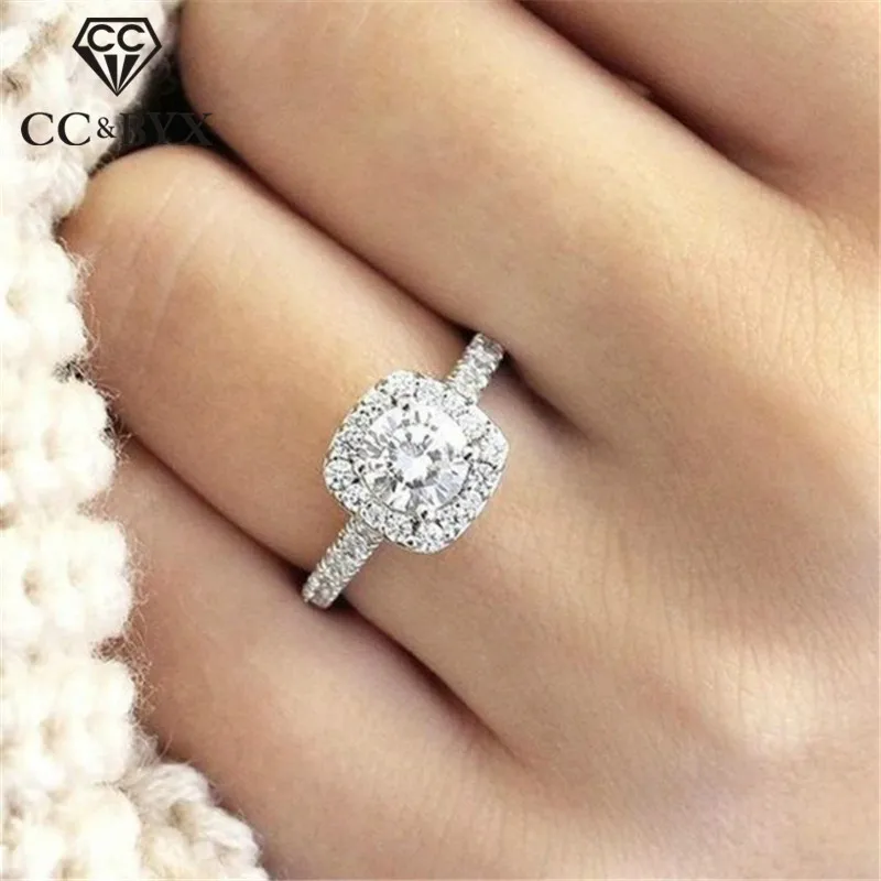 CC Classic Jewelry Wedding Rings For Women Cubic Zirconia Square Stone Simple Ring Bridal Engagement Anel Drop Shipping CC2176 | Украшения