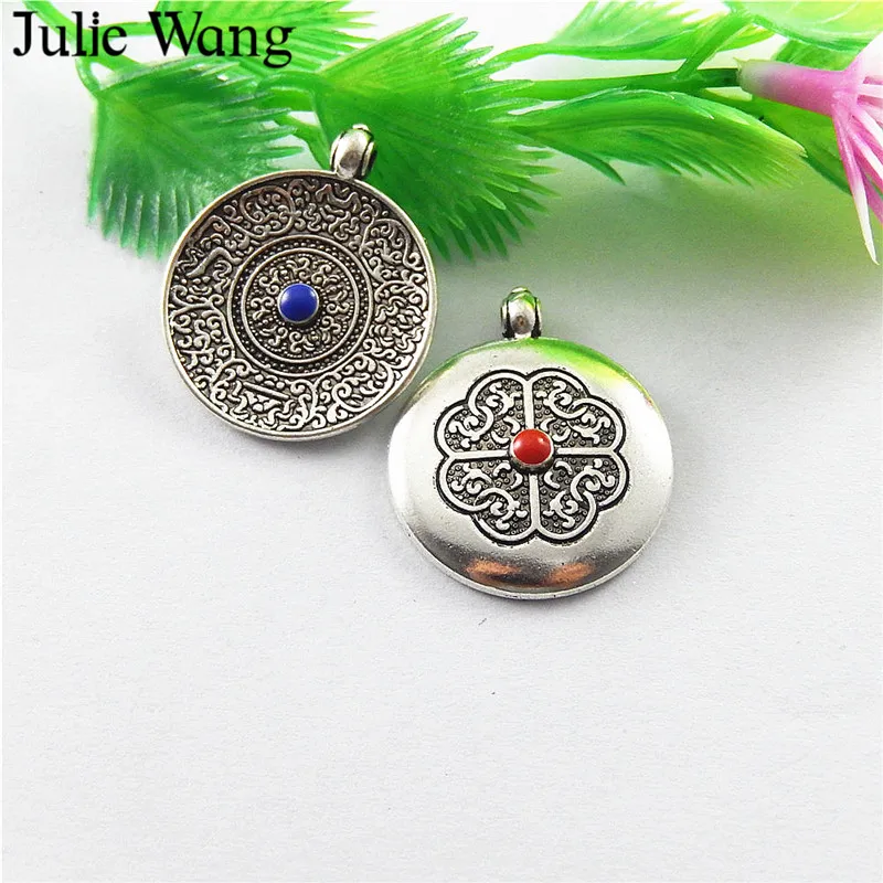 Julie Wang 6pcs Bohemia Patterns Alloy Antique Silver Round Charms For Necklace Pendants Findings Jewelry Making Accessory
Julie Wang 6pcs Bohemia Patterns Alloy Antique Silver Round Charms For Necklace Pendants Findings Jewelry Making Accessory