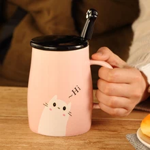 Cute Cat Paws Bear Mugs with Spoon Ceramic Personality Milk Mug Cup Office Coffee Tumbler Creative
