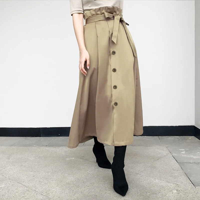 Office Lady Spring Fall Vintage Single Breasted High Waist Khaki Black Color A Line High Waist Skirt WXH-033
Office Lady Spring Fall Vintage Single Breasted High Waist Khaki Black Color A Line High Waist Skirt WXH-033
