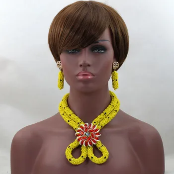 Fashion African Crystal Bridal Necklace Set Costume Nigerian Wedding African Yellow Beads Jewelsry Set Free shipping ALJ540 
Fashion African Crystal Bridal Necklace Set Costume Nigerian Wedding African Yellow Beads Jewelsry Set Free shipping ALJ540