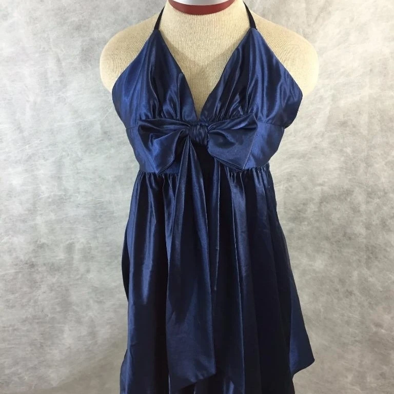 Jessica McClintock size 6 Formal Dress Prom blue halter Bridesmaid polyester