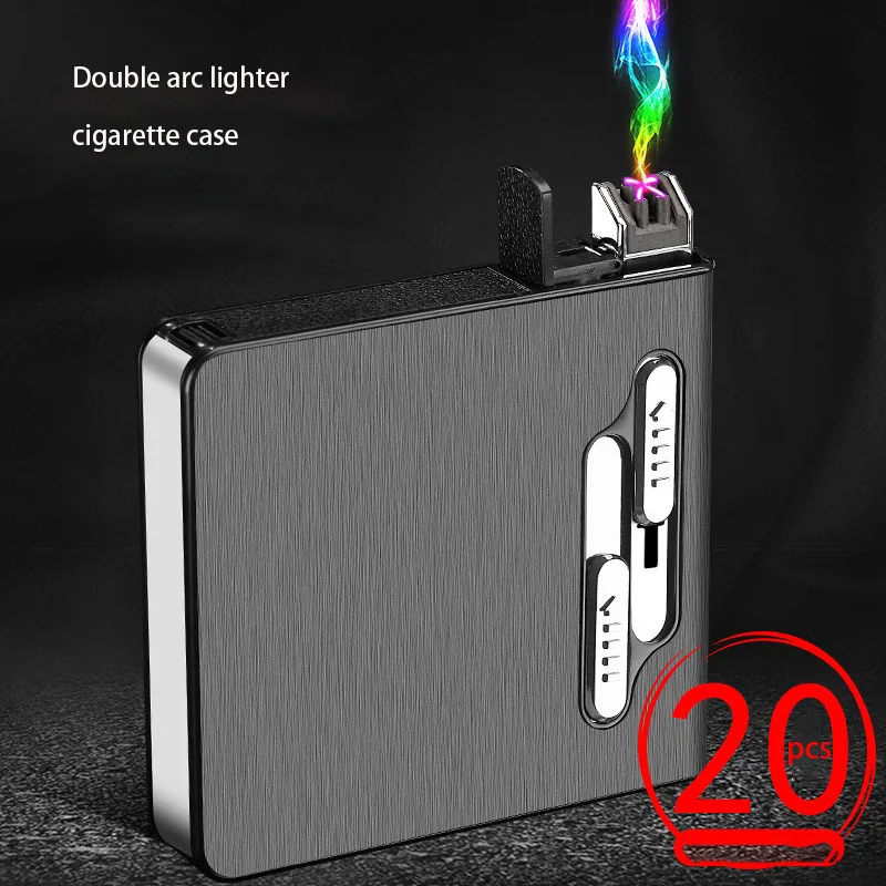 Portable USB Electronic Cigarette Case With Double Arc Lighter 20pcs Cigarette Box Holder USB Charging Lighter Gadgets For Men
Portable USB Electronic Cigarette Case With Double Arc Lighter 20pcs Cigarette Box Holder USB Charging Lighter Gadgets For Men