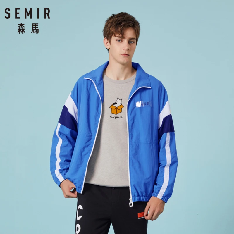 SEMIR Men Contrasting Zip Jacket with Stand-up Collar Men's Sport Jacket with Full-Zip with Slant Pocket Windbreker for Spring
SEMIR Men Contrasting Zip Jacket with Stand-up Collar Men's Sport Jacket with Full-Zip with Slant Pocket Windbreker for Spring