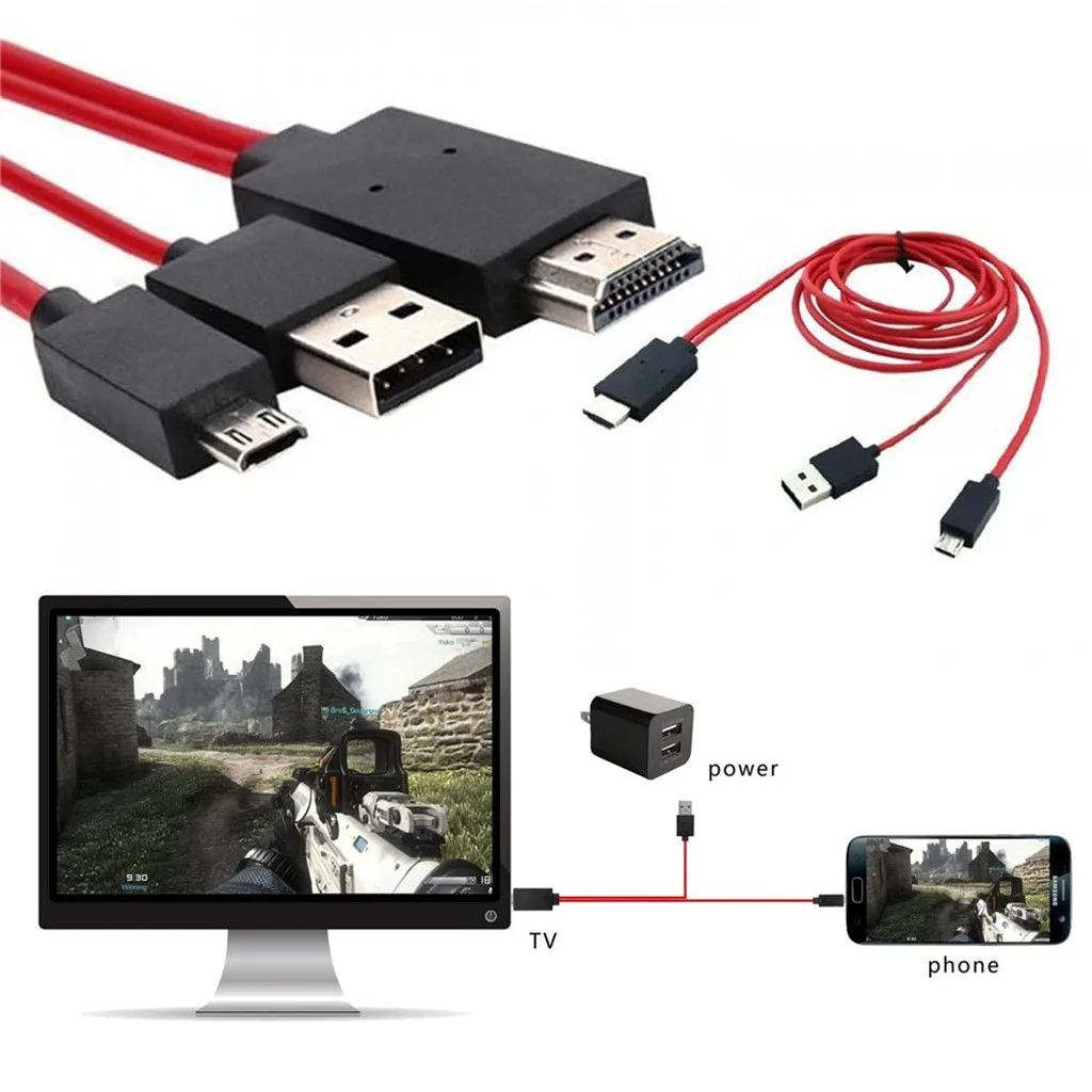 1.8m 4K USB C Micro-USB to HDMI Cable HDTV TV Digital AV Adapter for Samsung S5/S4/S3S/NOTE 3 Black White Red
1.8m 4K USB C Micro-USB to HDMI Cable HDTV TV Digital AV Adapter for Samsung S5/S4/S3S/NOTE 3 Black White Red