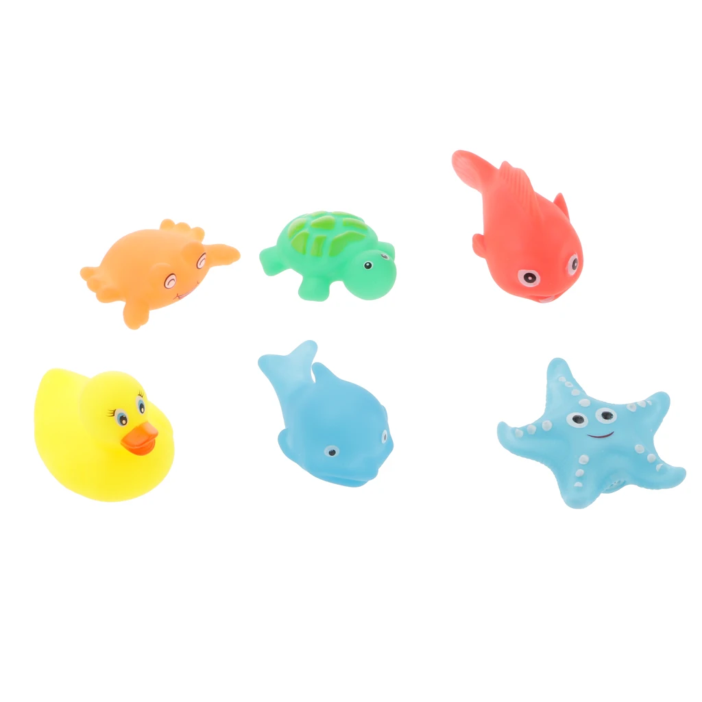 6Pcs/Set Rubber Baby Squeaky Bathroom Bath Time Toy Rubber Mini Swimming Animals Toys Great Gift