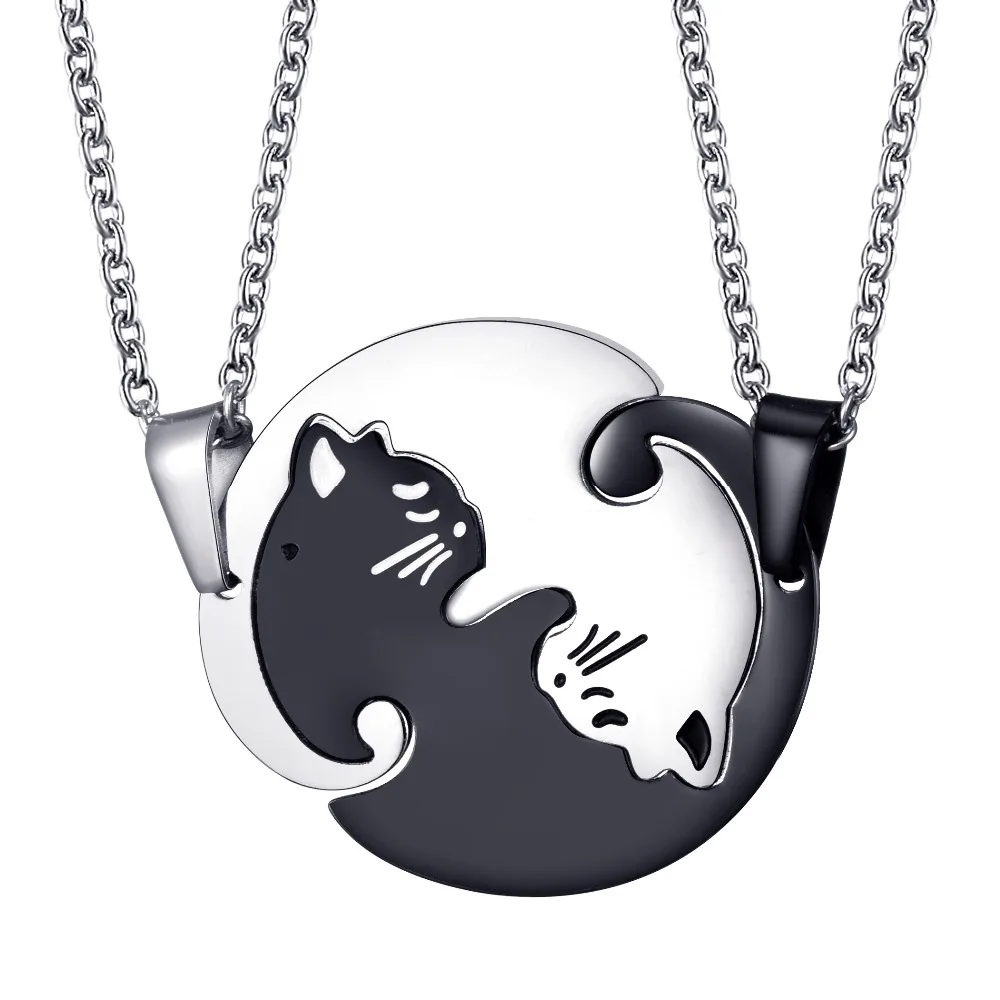 Couples Jewelry Necklaces Black white Couple Necklace Titanium Steel animal cat Pendants Necklace
Couples Jewelry Necklaces Black white Couple Necklace Titanium Steel animal cat Pendants Necklace