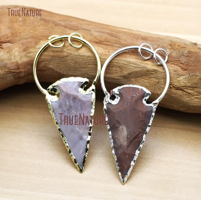 Pure Gold Color Natural Irregular Surface Jaspers Arrowhead Pendant Indian Style Flint Necklace Pendant In 30*87 mm PM7986
Pure Gold Color Natural Irregular Surface Jaspers Arrowhead Pendant Indian Style Flint Necklace Pendant In 30*87 mm PM7986
