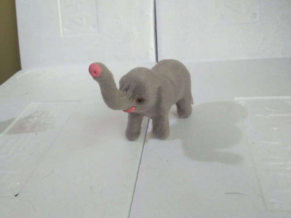 

polyethylene&furs mini gray elephant 11x4x9cm model manual handicraft ornament home decoration gift a2180