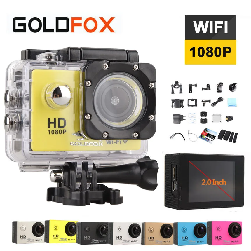 

GOLDFOX W8 Wifi Action Camera Sports DV 2.0 inch Diving 30M Waterproof HD 1080P 12MP Extreme Helmet mini Camcorder SJ 4000 Cam