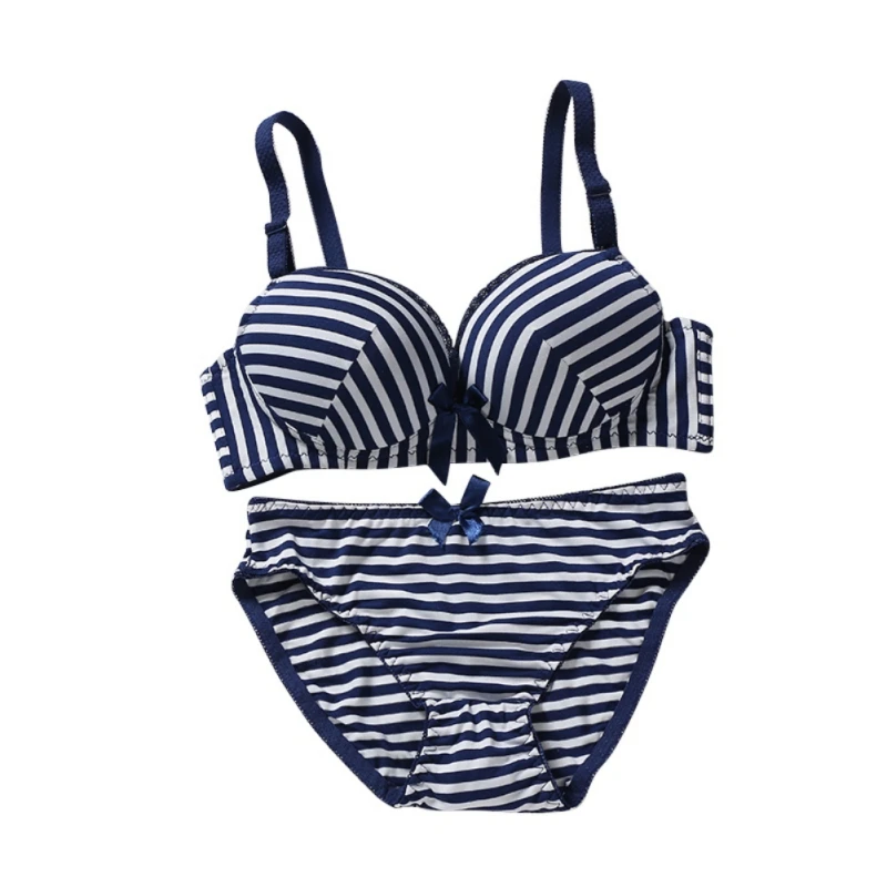 New Stripe Bow Bra Set 2018 Summer Cotton Lingerie Bralette Underwear Push Up Bra Suit 3/4 Cup Wire Free Bra & Soft Panties Sets
New Stripe Bow Bra Set 2018 Summer Cotton Lingerie Bralette Underwear Push Up Bra Suit 3/4 Cup Wire Free Bra & Soft Panties Sets