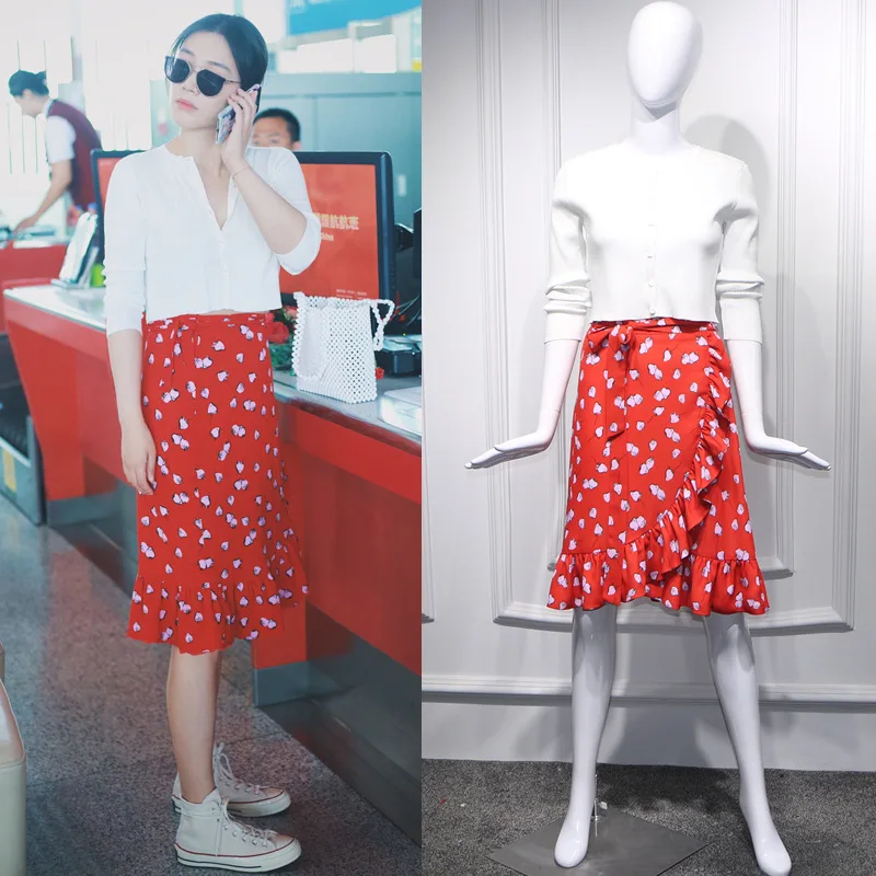 2019 Spring Star Ma Sichun Airport Same Red Printed Hemiskirt Empire Knee-Length Lace-Up A-Line Fashion Print Women Skirt
2019 Spring Star Ma Sichun Airport Same Red Printed Hemiskirt Empire Knee-Length Lace-Up A-Line Fashion Print Women Skirt