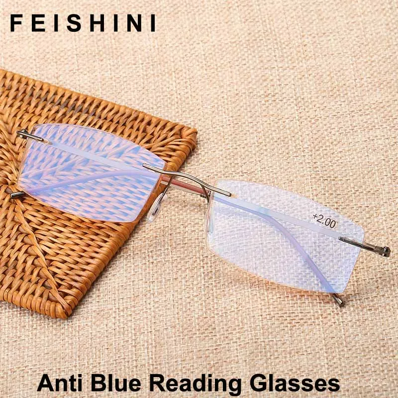 Feishini Anti Blue Rays Tinted Lenses Computer Rimless Reading Glasses Men Stainless Steel Diopter Presbyopic Eyeglasses Women
Feishini Anti Blue Rays Tinted Lenses Computer Rimless Reading Glasses Men Stainless Steel Diopter Presbyopic Eyeglasses Women