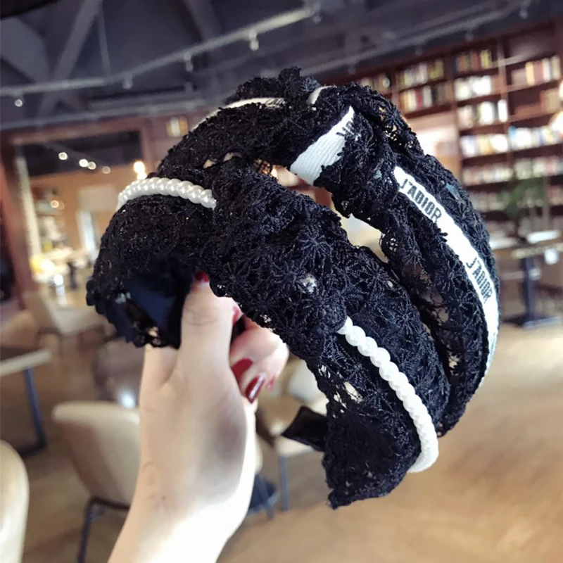 New letter black lace fabric headband beaded bowknot wide hairband korea fashion hair accessories for women headdress hair hoop
New letter black lace fabric headband beaded bowknot wide hairband korea fashion hair accessories for women headdress hair hoop
