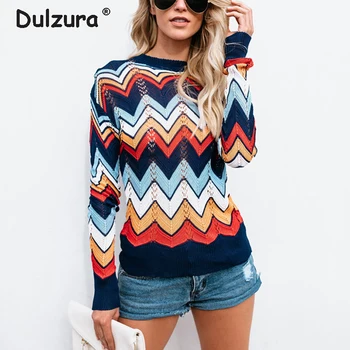 Chic Rainbow Sweaters Women 2018 Spring Autumn Hollow Out Knitted Jumpers Female Casual Cozy Pullover Sweater Striped Pull Femme
Chic Rainbow Sweaters Women 2018 Spring Autumn Hollow Out Knitted Jumpers Female Casual Cozy Pullover Sweater Striped Pull Femme
