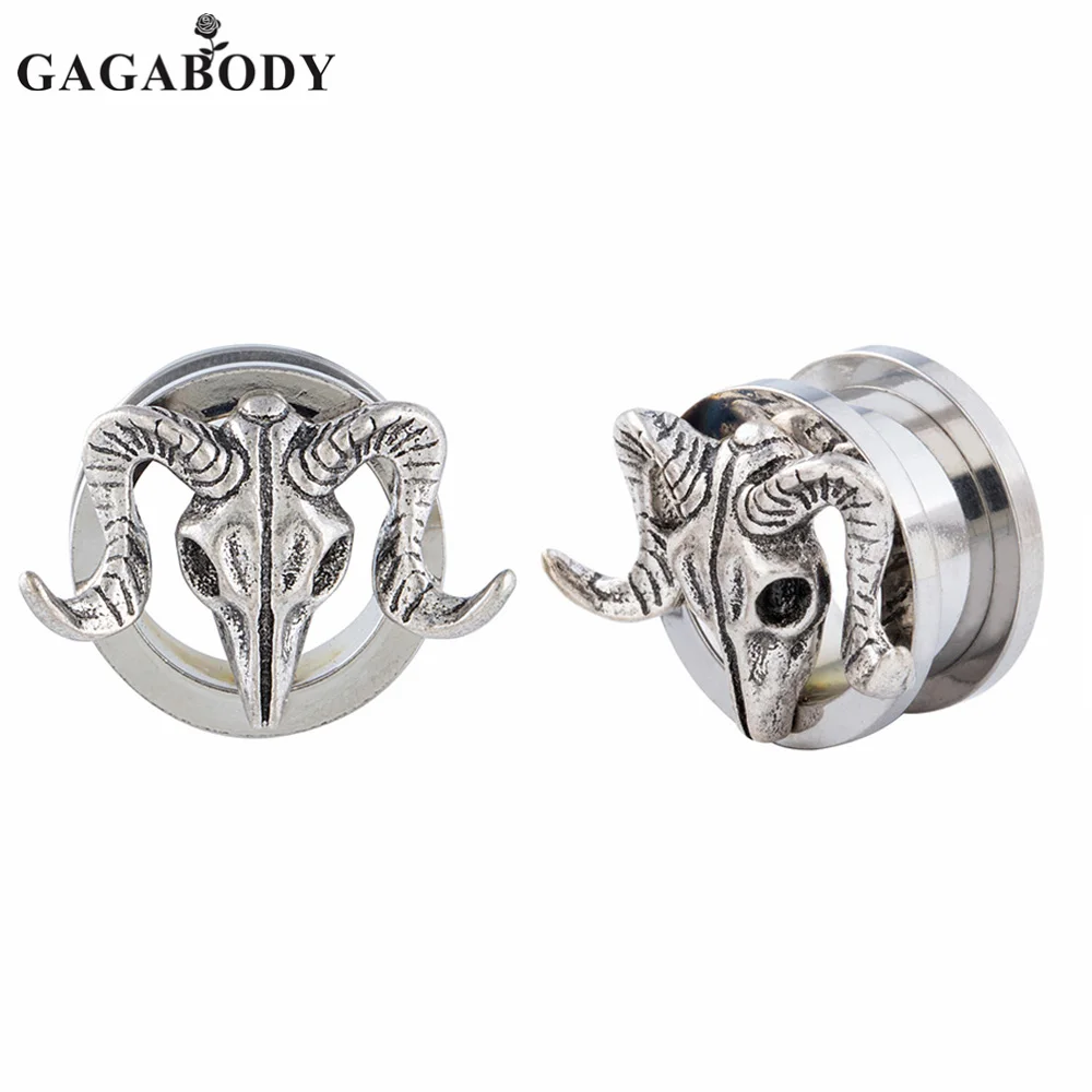 GAGABODY 2018 Newest Silver Color Ear Plugs and Tunnel 1 Pair 8mm to 25mm Ear Plugs Tunnels Piercing Rams Shap Reamer Earring
GAGABODY 2018 Newest Silver Color Ear Plugs and Tunnel 1 Pair 8mm to 25mm Ear Plugs Tunnels Piercing Rams Shap Reamer Earring
