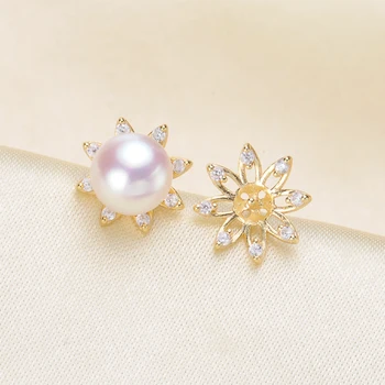 S925 Sterling Silver Sunflower Pearl Stud Earrings Settings Women DIY Pearl Earrings Component Women DIY Earrings Acc 3Pairs
S925 Sterling Silver Sunflower Pearl Stud Earrings Settings Women DIY Pearl Earrings Component Women DIY Earrings Acc 3Pairs