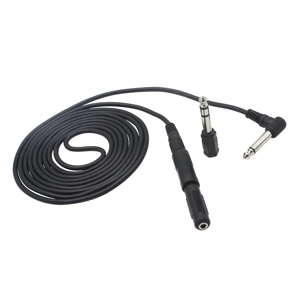 

HOT 3M/ 10 Feet Instrument Guitar Audio Cable 1/4-Inch 6.35mm Straight to Right Angle Plug Black ABS Jacket with 3 Adapters