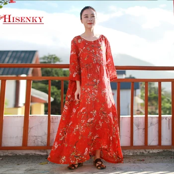 Hisenky Chinese Style Flower Dress Female Summer 2019 Three-Quarter Sleeve High Waist Bohemian Maxi Dress Long Robe Vestido
Hisenky Chinese Style Flower Dress Female Summer 2019 Three-Quarter Sleeve High Waist Bohemian Maxi Dress Long Robe Vestido