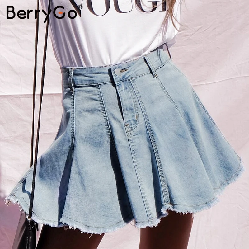 BerryGo denim skirts women skirt Elegant A line female High waist tassel mini jeans skirt short summer blue fashion skirts
BerryGo denim skirts women skirt Elegant A line female High waist tassel mini jeans skirt short summer blue fashion skirts