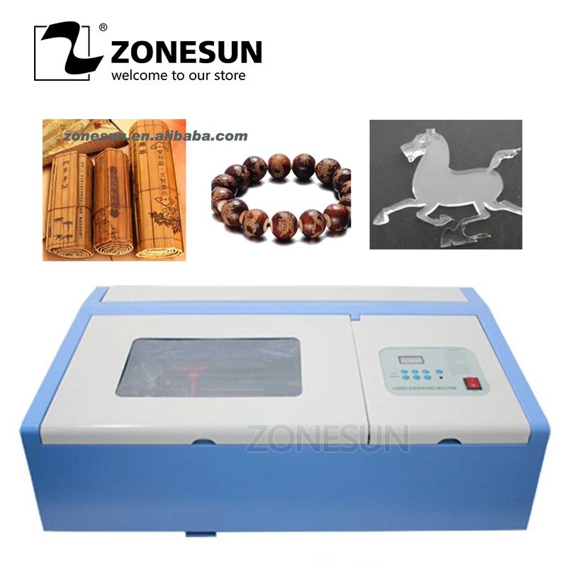 ZONESUN 110/220 В 40 Вт 200*300 мм мини CO2 машина для лазерной гравировки и резки 3020 лазер кожи