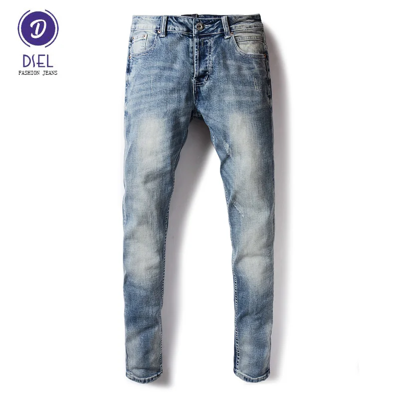 Italian Style Fashion Mens Jeans Blue Color Slim Fit Elastic Denim Ripped Jeans For Men DSEL Brand Biker Jeans Men Buttons Pants
Italian Style Fashion Mens Jeans Blue Color Slim Fit Elastic Denim Ripped Jeans For Men DSEL Brand Biker Jeans Men Buttons Pants