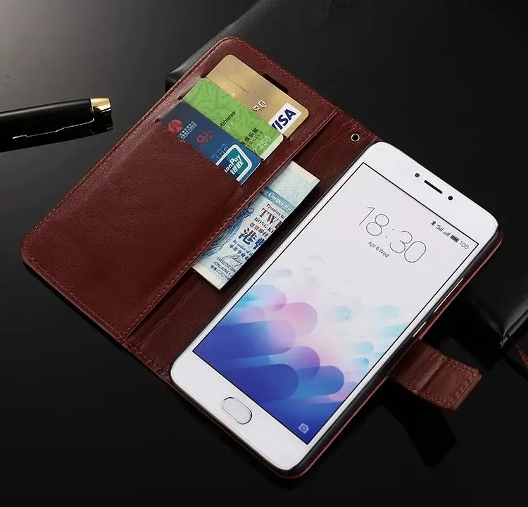 Luxury Flip leather Wallet Case For Meizu Note With Stand Holder +Card Slot+Soft Softclear case for gift freeship | Мобильные