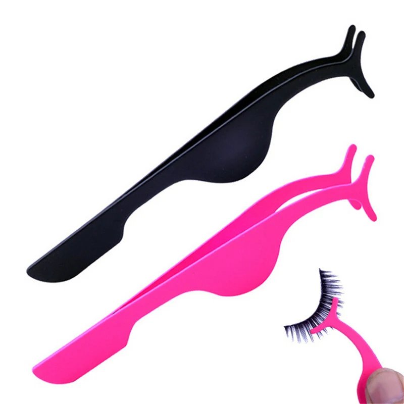 Pink-Stainless-Steel-Eyelash-Curler-Nipper-False-Eyelashes-Applicator-Remover-Tweezer-Clip-Makeup-Tools