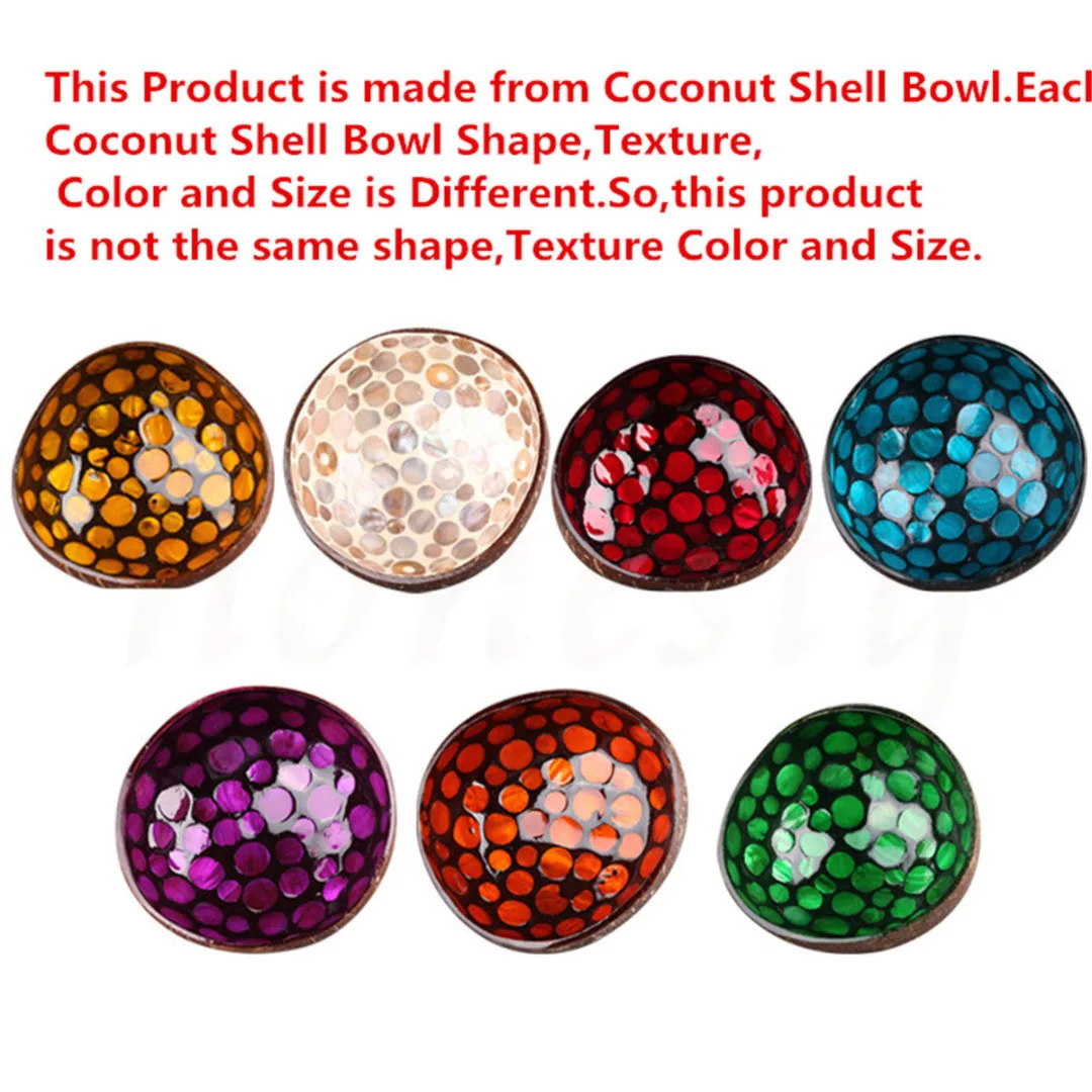 Natural Geometric Shape Coconut Shell Bowl Dishes Kitchen Paint Craft Home Decor 7 Colors