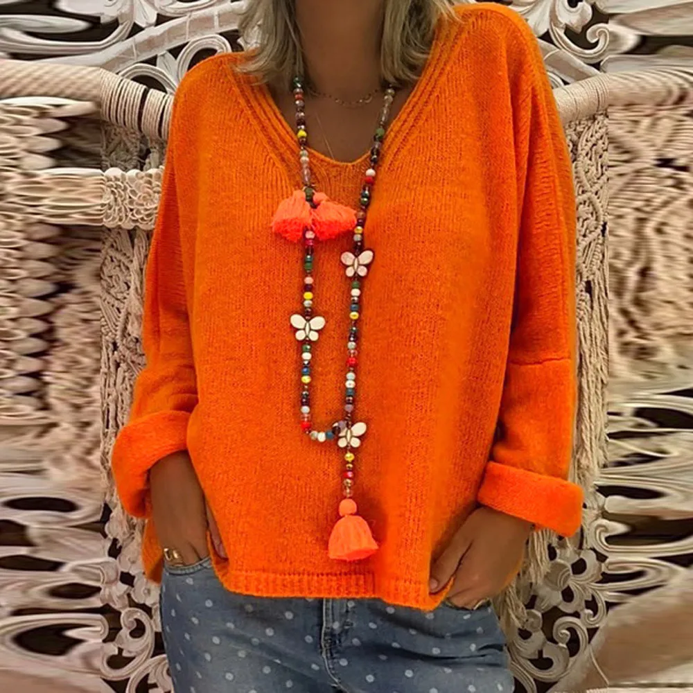 Women Casual Loose Deep V Neck Solid Color Knitted Tops Sweater Women's Deep V-neck Long Sleeve Loose women's sweater large size
Women Casual Loose Deep V Neck Solid Color Knitted Tops Sweater Women's Deep V-neck Long Sleeve Loose women's sweater large size