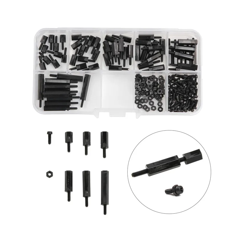 180pcs M2 nylon standoff kit Male to Female Length 6-20m black Nylon Standoff Spacer kit
180pcs M2 nylon standoff kit Male to Female Length 6-20m black Nylon Standoff Spacer kit