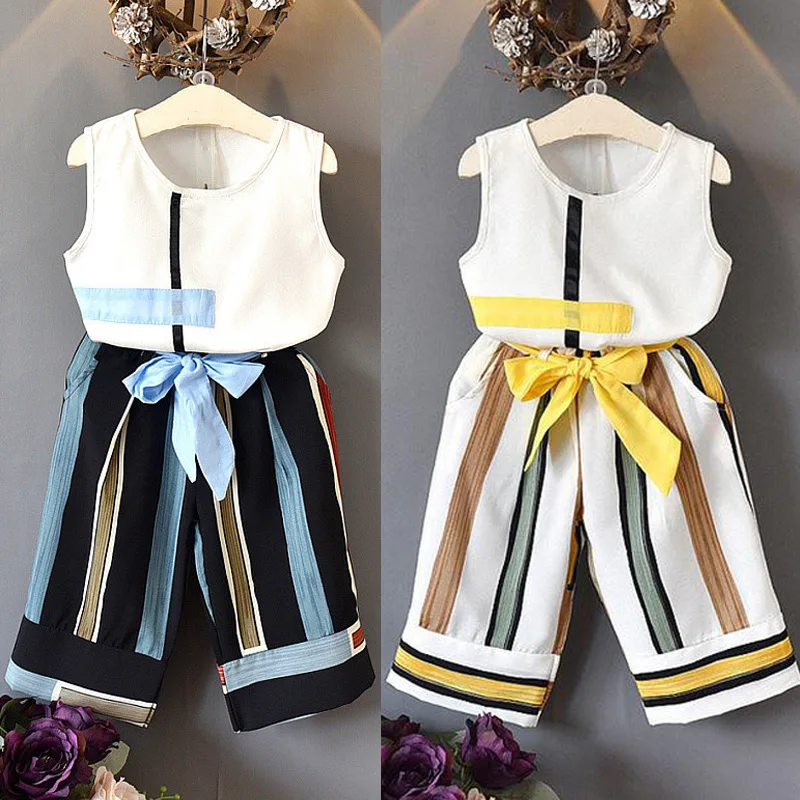 2-7Y New Fashion Toddler Kids Baby Girl Summer Clothes Sets Outfits Sleeveless T-shirt Tops+Striped Wide Leg Long Pants Clothes
2-7Y New Fashion Toddler Kids Baby Girl Summer Clothes Sets Outfits Sleeveless T-shirt Tops+Striped Wide Leg Long Pants Clothes
