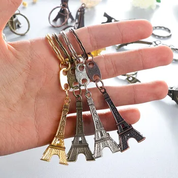 

5pcs/lot Eiffel Tower Keychains Bronzed 5cm Height Metal Creative Model Keyring For Christmas boy Gift