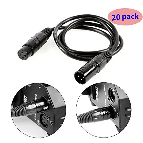 20 Pack 6.5FT 3-Pin Signal XLR Connection DMX Cable Stage Light Wire for Par Light
20 Pack 6.5FT 3-Pin Signal XLR Connection DMX Cable Stage Light Wire for Par Light