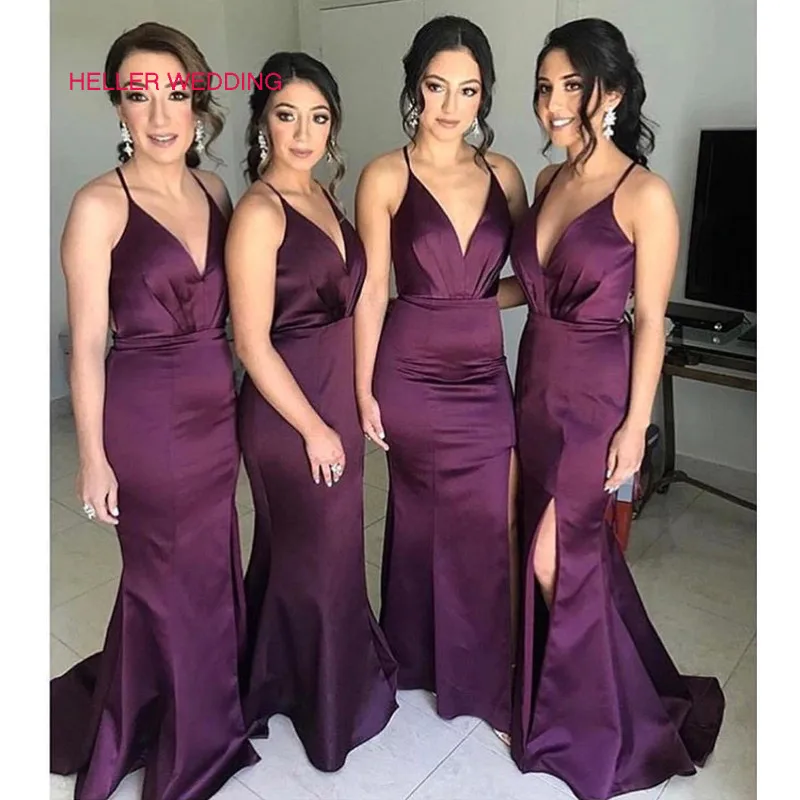 Mermaid Bridesmaid Dress Purple Dress Sweetheart Floor Length Brides Maid Dresses Side Slit Bruidsmeisjes Jurk Women
Mermaid Bridesmaid Dress Purple Dress Sweetheart Floor Length Brides Maid Dresses Side Slit Bruidsmeisjes Jurk Women