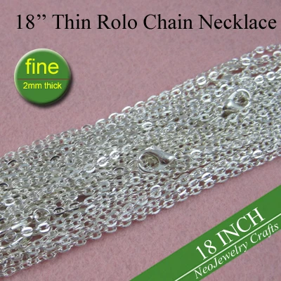 18 inch Shiny Silver Rolo Chain Necklaces 45cm Vintage Chain Necklace, Metal Fine Chain 2mm Thick
18 inch Shiny Silver Rolo Chain Necklaces 45cm Vintage Chain Necklace, Metal Fine Chain 2mm Thick