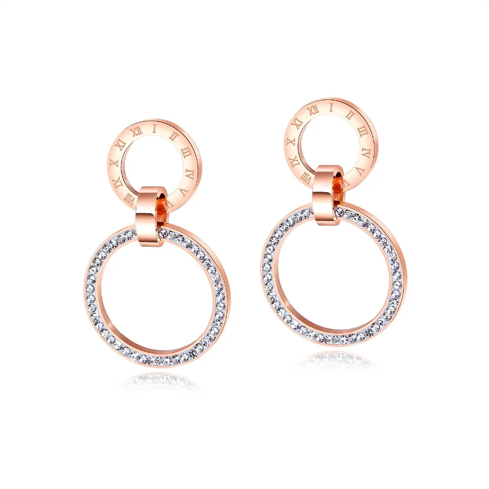 Rose Gold Color two Round CZ Stud Earrings For Women Roman numeral Stainless Steel Ear Jewelry Accessories Gift Drop Shipping
Rose Gold Color two Round CZ Stud Earrings For Women Roman numeral Stainless Steel Ear Jewelry Accessories Gift Drop Shipping