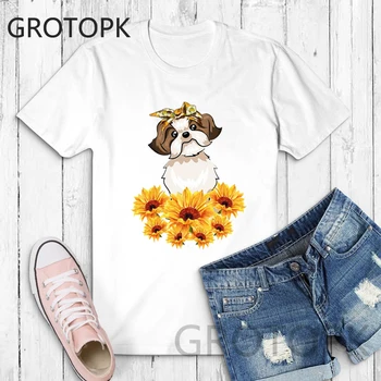 New Fashion Sunflower T-shirts for Women Harajuku Tops Summer Short Sleeve Shih Tzu Print T Shirt Female White T-shirt Plus Size
New Fashion Sunflower T-shirts for Women Harajuku Tops Summer Short Sleeve Shih Tzu Print T Shirt Female White T-shirt Plus Size