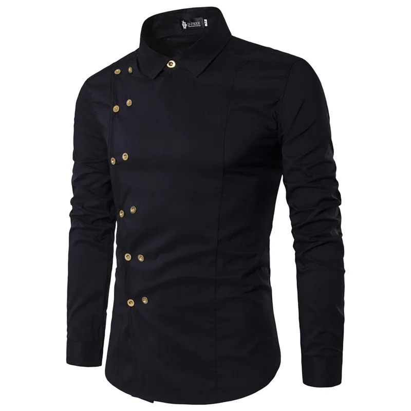 2018 autumn New Arrival British style Casual Long sleeve Solid Male Business Tilted double breasted decoration Slim Fit Shirt
2018 autumn New Arrival British style Casual Long sleeve Solid Male Business Tilted double breasted decoration Slim Fit Shirt