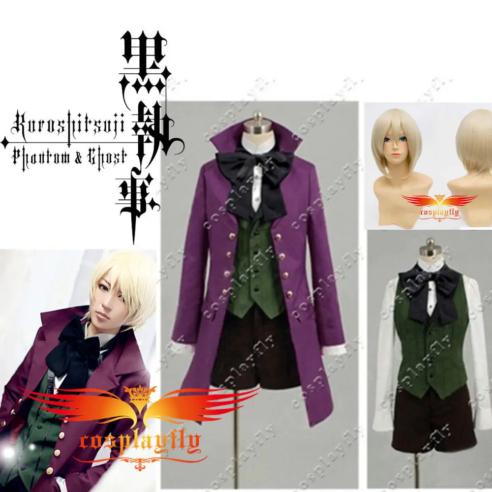 Black Butler II 2 Alois Trancy Cosplay Costume Outfit Clothing For Adult Purple Jacket Vest Free Black Stockings Champagne Wig
Black Butler II 2 Alois Trancy Cosplay Costume Outfit Clothing For Adult Purple Jacket Vest Free Black Stockings Champagne Wig