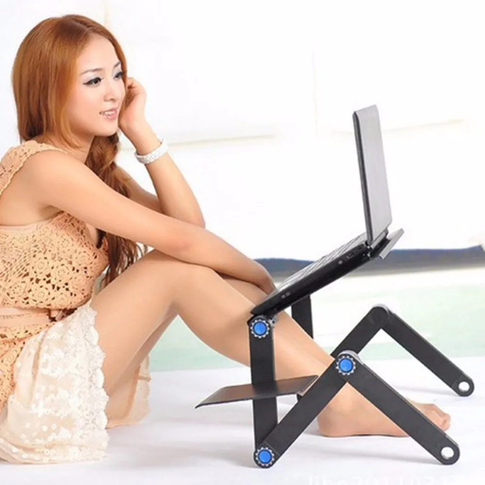 Image Portable 360 Degree Adjustable Laptop Notebook Table Stand Tray Lazy Foldable Aluminum Alloy Computer Desk